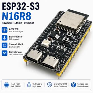 ESP32-S3 개발 보드, DevKitC-1, N8R2, N16R8, Wi-Fi/블루투스 모듈, 44핀, Type-C USB, ESP32-S3