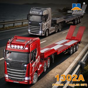 HUINA 1302A RC 트럭 1/24 스케일 14CH 770S 트랙터 트럭 트레일러 모델 RTR 라이트 사운드 리모컨 조종 트럭 자동차 장난감