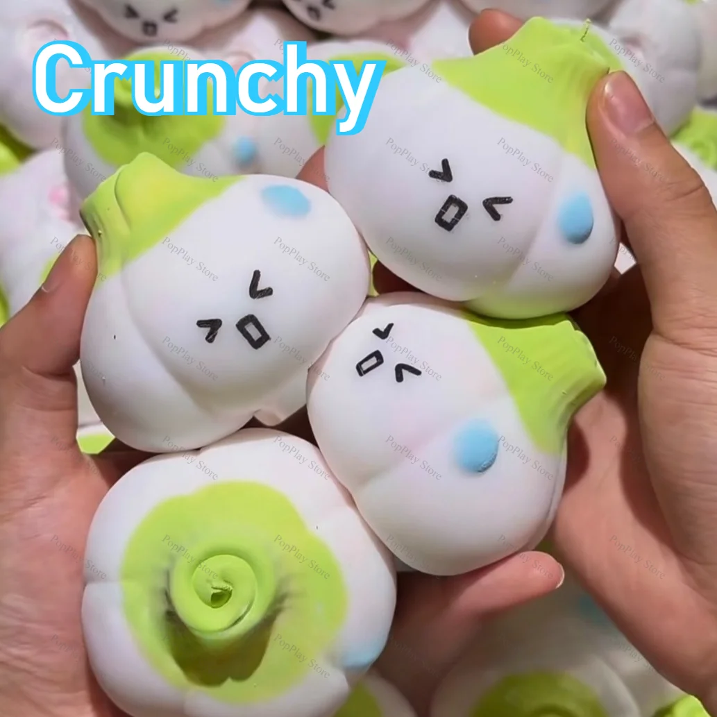 수제 바삭바삭 귀여운 마늘 스트레스볼, 바삭한 소리가 나는 스퀴시 피젯볼, ASMR 감각 스트레스 해소 장난감