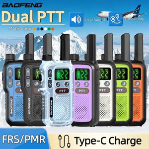 2개입 바오펑 BF-T18 휴대용 미니 무전기 듀얼 PTT NOAA 플래시라이트 PMR FRS 타입-C 충전 장거리 양방향 햄 라디오