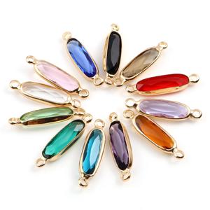 DoreenBeads 타원형 유리 커넥터, 구리 참, 골드 컬러, DIY 목걸이 팔찌 쥬얼리 제작용, 22mm x 6mm, 5 PCs
