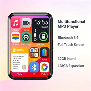 블루투스 5.4 하이파이 MP3 음악 플레이어 메탈 MP3 플레이어 내장 스피커 2.4인치 터치스크린 MP4 플레이어 (전자책/녹음 기능 포함)