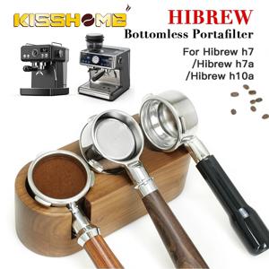 커피 Bottomless Portafilter 58mm 3 귀 스테인레스 스틸, Hibrew H10a 에스프레소 바리 스타 액세서리 용 2 컵 필터 바구니 포함