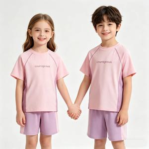 소년 소녀 여름 아이스 실크 쿨 스포츠 슈트 빠른 건조 통기성 티셔츠 + 반바지 세트 3-16Y 어린이 캐주얼 러닝 트레이닝 트랙 슈트