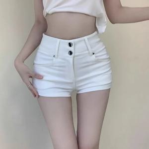 레트로 화이트 타이트 반바지 여성 여름 신상 하이웨이스트 슬림 스파이스 걸스 힙 랩 핫팬츠