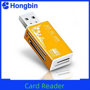 합금 카드 리더 4포트 USB2.0 마이크로 SD TF M2 MS Pro Duo MMC SDHC DV 폰 카메라 메모리 카드 어댑터 LED 표시등 포함