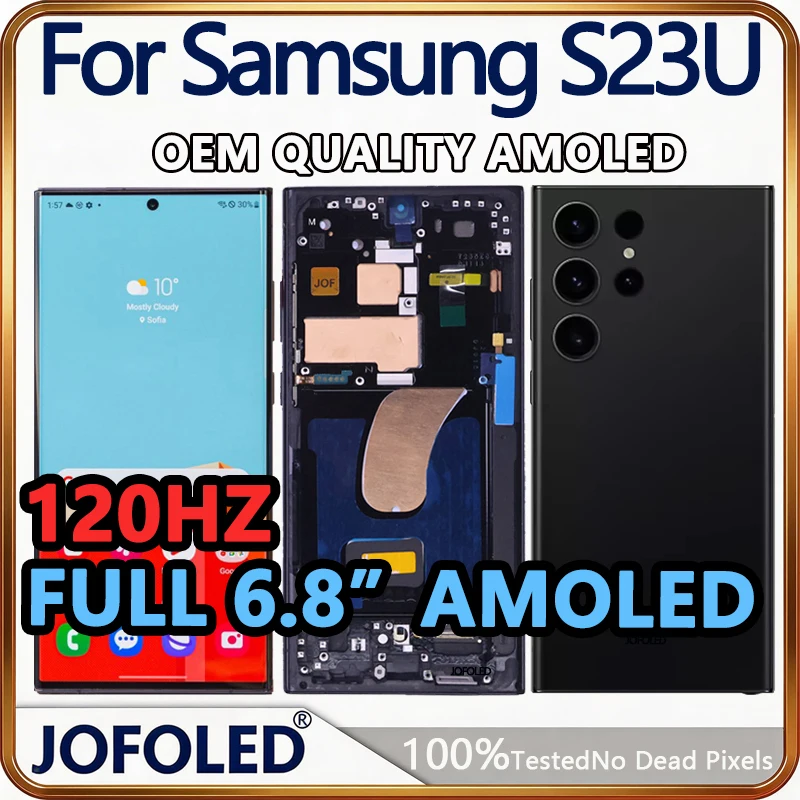 6.8인치 120Hz AMOLED 삼성 갤럭시 S23 울트라 LCD 프레임 포함 S921B S918U 디스플레이 어셈블리 터치 스크린 디지타이저