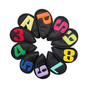 10개/세트 다채로운 숫자 골프 아이언 커버 골프 클럽 헤드 커버 헤드오버 웨지 커버 (3-9 P A S) 골프 액세서리
