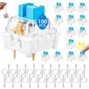 3D 프린트용 100개 키보드 클리커, 선명한 클릭, 기계식 키보드 스위치, 3D 프린트 클리커 피젯, 추가 20개 키체인