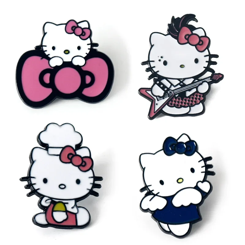 4pcs 귀여운 애니메이션 새끼 고양이 에나멜 핀 만화 브로치 옷깃 핀 배지 배낭 의류 액세서리 친구를위한 보석 선물
