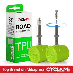 CYCLAMI 자전거 이너 튜브 초경량 TPU 호스 메탈 프레스타 밸브 탈착식 자전거 액세서리 로드용 700C 700 18 23 25 28 30 32 C