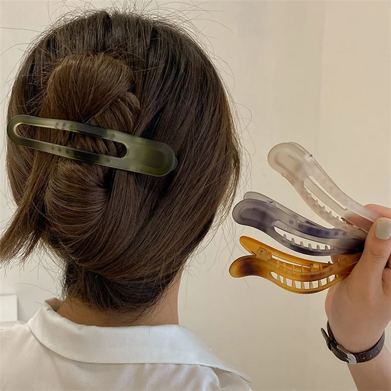 새로운 아크릴 매트 Duckbill 머리 발톱 바레트 활 솔리드 컬러 헤어 클립 헤어 액세서리 여성용 머리핀 포니 테일 모자를 쓰고 있죠