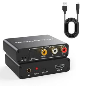 192KHz ARC 오디오 추출기 HDMI 호환 ARC-광 동축 RCA 3.5mm 잭 변환기(HDTV 스피커 사운드바 헤드폰용)
