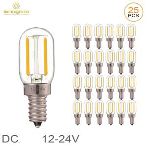 제닉스그린 DC 12V 24V E14 LED 전구, T22 1W 저전압 튜브형 필라멘트 전구, E12 캔들라브라 LED 램프, RV(캠핑카) 및 기차 객실 조명용.
