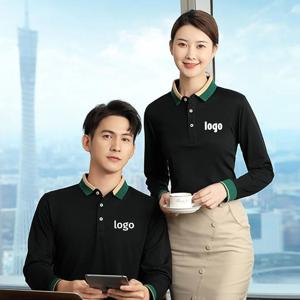 남성용 긴 소매 폴로 셔츠, 맞춤형 로고 티셔츠, 레스토랑 유니폼, 여성 작업복, 디자이너 회사 팀 의류