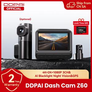 【무료 128G 카드】DDPAI Z60 듀얼 대시캠 전면 및 후면 4K+1080P 대시캠 자동차 DVR 대시 카메라 GPS ADAS 나이트비전 파크 모니터