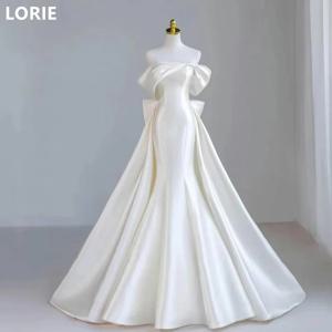 LORIE A 라인 오프 숄더 새틴 웨딩 원피스, 백 빅 보우 신부 가운, 우아한 웨딩 가운, 맞춤형 2025