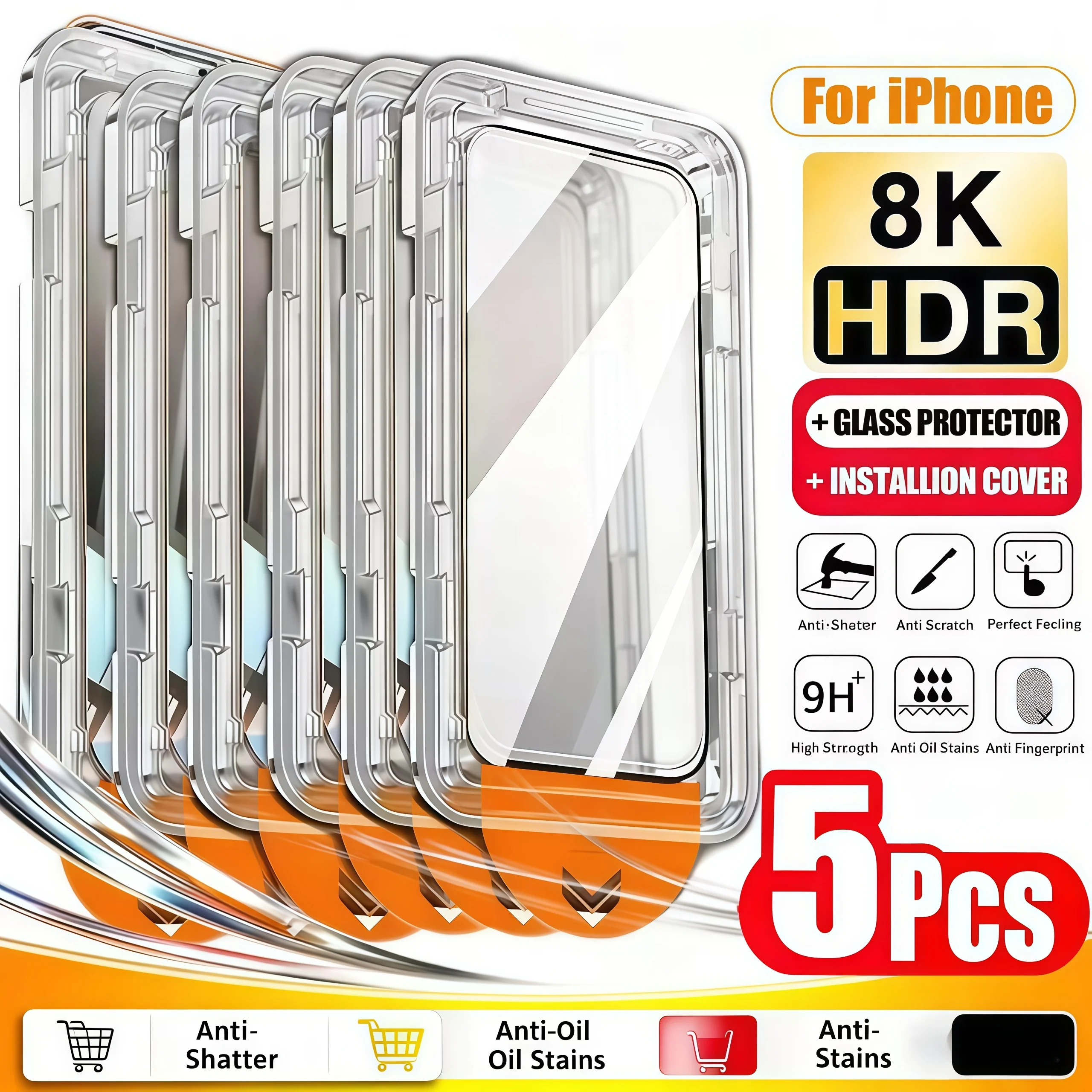 아이폰 18 Pro Max, 18 Duo, 16, 14, 15, 11, 12, 13, 17 Pro Max, XR, XS, 14, 15, 16 Plus 모델용 먼지 방지, 간편 설치형 액정 보호 필름 5개 세트