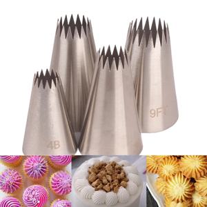 4pcs 대형 금속 케이크 크림 장식 팁 세트 과자 도구 스테인레스 스틸 파이프 아이싱 노즐 컵케익 헤드 디저트 장식