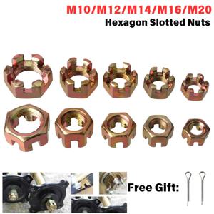 1 쌍 M10/M12/M14/M16/M20 ATV 육각형 슬롯형 너트(리어 액슬 볼 조인트용) 50cc-250cc ATV 고카트 더트 바이크 쿼드 바이크 부품