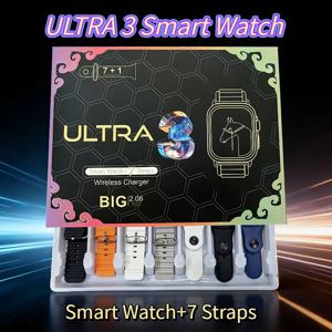 7가지 시계줄, 새로운 Watch10 Ultra 3 스마트워치, 2.06인치 HD 대형 화면, 심전도 모니터링, 무선 충전, 스마트 시계, 손목시계