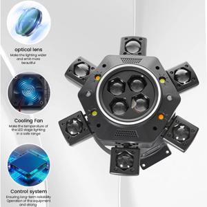 150W 6암 무빙 헤드 DJ 조명 리모컨 디스코 파티 LED 빔 조명 DMX512 회전 스테이지 효과 조명 나이트클럽용