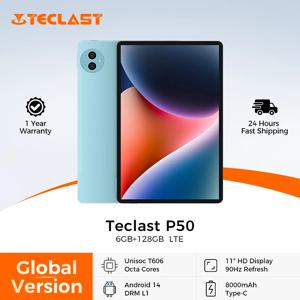 테클라스트 P50 태블릿, 11인치 HD 디스플레이, 6GB RAM, 128GB ROM, 유니소크 T606 옥타 코어 프로세서, 8000mAh 배터리, 안드로이드 14, L1 태블릿, LTE(4G) 버전
