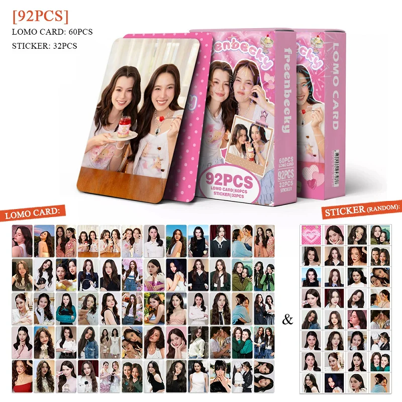 92PCS FreenBecky Lomo 카드 세트 태국 스타 60P 커플 포토 카드 32P 귀여운 스티커 아이돌 초상화 카드 팬 컬렉션 선물