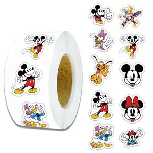 500pcs/롤 디즈니 만화 스티커 귀여운 미키 마우스 데칼 DIY 전화 케이스 저널 노트북 카와이 낙서 보상 스티커 장난감