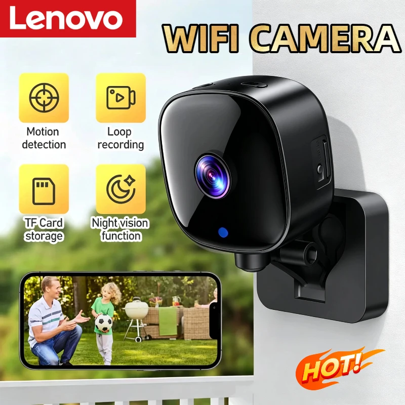 레노버 와이파이 카메라 8K HD 무선 보안 보호 원격 모니터 캠코더 미니 카메라 비디오 감시 홈 스마트 카메라