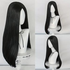 할로윈 코스프레용 검은색 긴 직모 합성 가발, 캐릭터 코스튬 가발, 일상 파티용 가발, 파티용 가발 세트