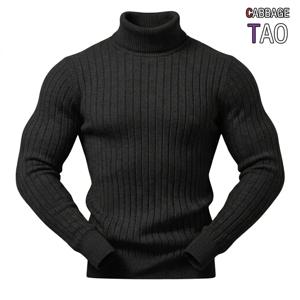 새로운 남성용 슬림핏 하이넥 스웨터, 긴팔 니트 풀오버, 터틀넥, 겨울용 따뜻한 상의, 추운 날씨에 입기 좋은 캐주얼 니트웨어