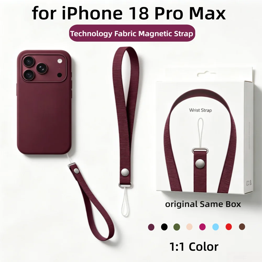 아이폰 18 Pro Max 및 17 Pro용 프리미엄 기술이 적용된 자성 직조 스트랩, 정품 소재 사용, 분실 방지 기능, 1:1 비율의 휴대폰 손목 스트랩