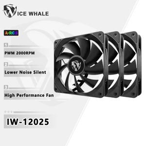 ICE Whale IW-12025 120mm 냉각 팬 4핀 PWM 온도 제어 2000RPM 고풍량 무소음 CPU 쿨러 라디에이터 PC 케이스 팬