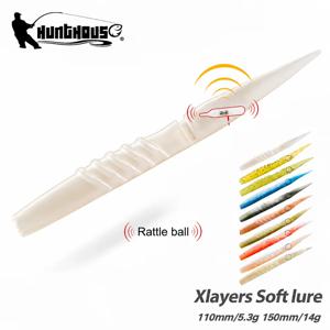 헌트하우스 Xlayers 소프트 루어 110mm 5.3g 6개입 150mm 14g 4개입 실리콘 소재 소음 발생 인공 낚시 미끼 배스 파이크 태클