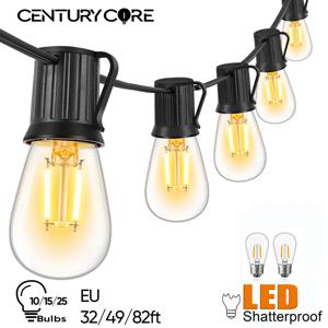 플라스틱 S14 Led 갈 랜드 E27 220V EU 문자열 조명 비산 방지 방수 연결 가능한 정원 야외 새해 장식 갈 랜드