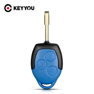 KEYYOU 포드 트랜짓 교체용 3 버튼 트랜짓 커넥트 세트, 원격 키 쉘, 블루 키 케이스, 자동차 스타일링 커버