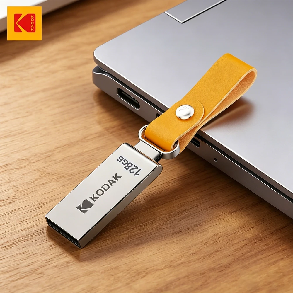 KODAK USB 2.0 플래시 드라이브, 방수 미니 메모리 스틱, 가죽 금속 U 디스크, 128GB, 64GB, 32GB 펜 드라이브