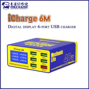 MECHANIC iCharge 6M USB 6 포트 충전기 고속 충전 스마트 디지털 디스플레이 iphone Xiaomi 휴대 전화 태블릿 용 다중 포트 다공성