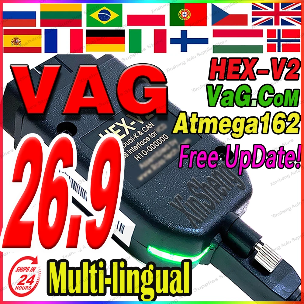 2026 최신 VCD'S V26.9 VAG'C0M V26.3 VAG C0m 인기 프랑스어 헥스 Atmega162 V2 (V-W, AU-DI, Sko-da, Se-at, Vag FRM ITT 스페인어용)