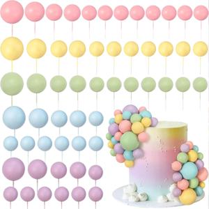 56개 볼 케이크 토퍼 - 생일, 결혼식, 컵케이크, 볼 파티 용품 DIY 디저트 장식을 위한 화려한 진주 케이크 장식