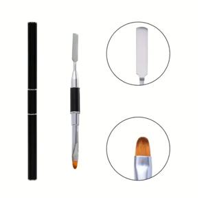 2 in 1 디자인 네일 아트 브러쉬 도구 폴리 젤 브러쉬 펜 아크릴 UV 젤 리무버 스파튤라 스틱 UV 젤 연장 꽃 그림 펜