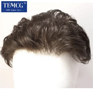 남성용 헤어 프로테시스 초박형 0.02mm 스킨 V-루프 부분 가발 남성용 가발 100% 인모 자연스러운 헤어라인 남성용 모발 보충제