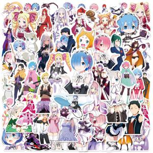 50Pcs Re Zero 다른 세계에서 인생을 시작하다 스티커 Rem Ram Emilia 노트북 물병 수하물 용 방수 데칼