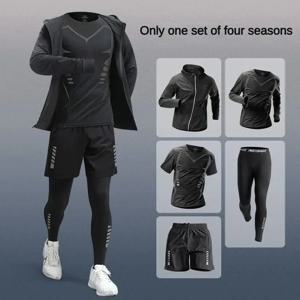 3-5Pcs 남성용 아이스 섬유 속건성 런닝 피트니스 풀 세트/수트 트랙슈트(마라톤, 트레이닝 사이클링, 조깅, 체육관용)