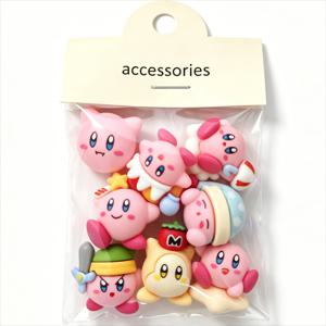 7pcs Kawaii Kirby 장식용 수지 액세서리 애니메이션 만화 워터 컵 카드 장식 DIY 전화 케이스 접착제 헤어 액세서리 선물