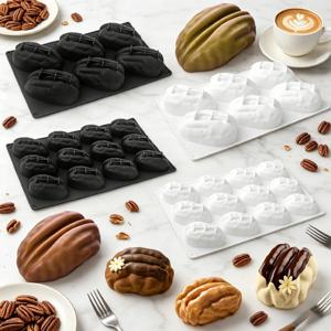 3칸, 4칸, 6칸, 12칸 피칸넛 디자인 초콜릿 몰드 실리콘 무스 케이크 몰드 비누 몰드 식품 등급 베이킹 도구 디저트 도구