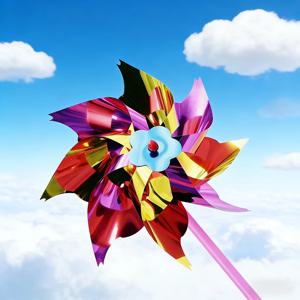 50개 플라스틱 레이저 글리터 바람개비, 마당 장식용 화려한 풍차, 정원 파티 잔디 장식용 DIY 야외 스피너