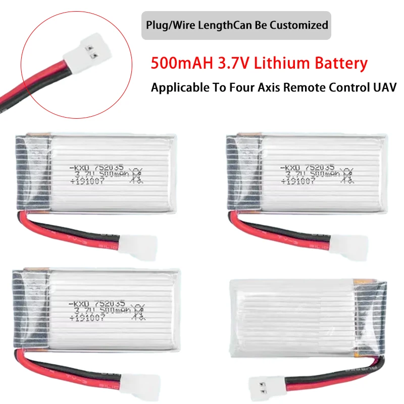 RC 항공기 백업 배터리 3.7v 500mah 250mah 160mah RC SU57 Mige530 FX620 FX820 F22용 충전식 리튬 이온 배터리