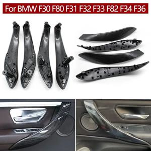 BMW 3 3GT 4 시리즈 F30 F80 F31 F32 F33 F34 F35 F36 용 외부 커버 세트 교체가있는 탄소 섬유 자동차 인테리어 도어 핸들